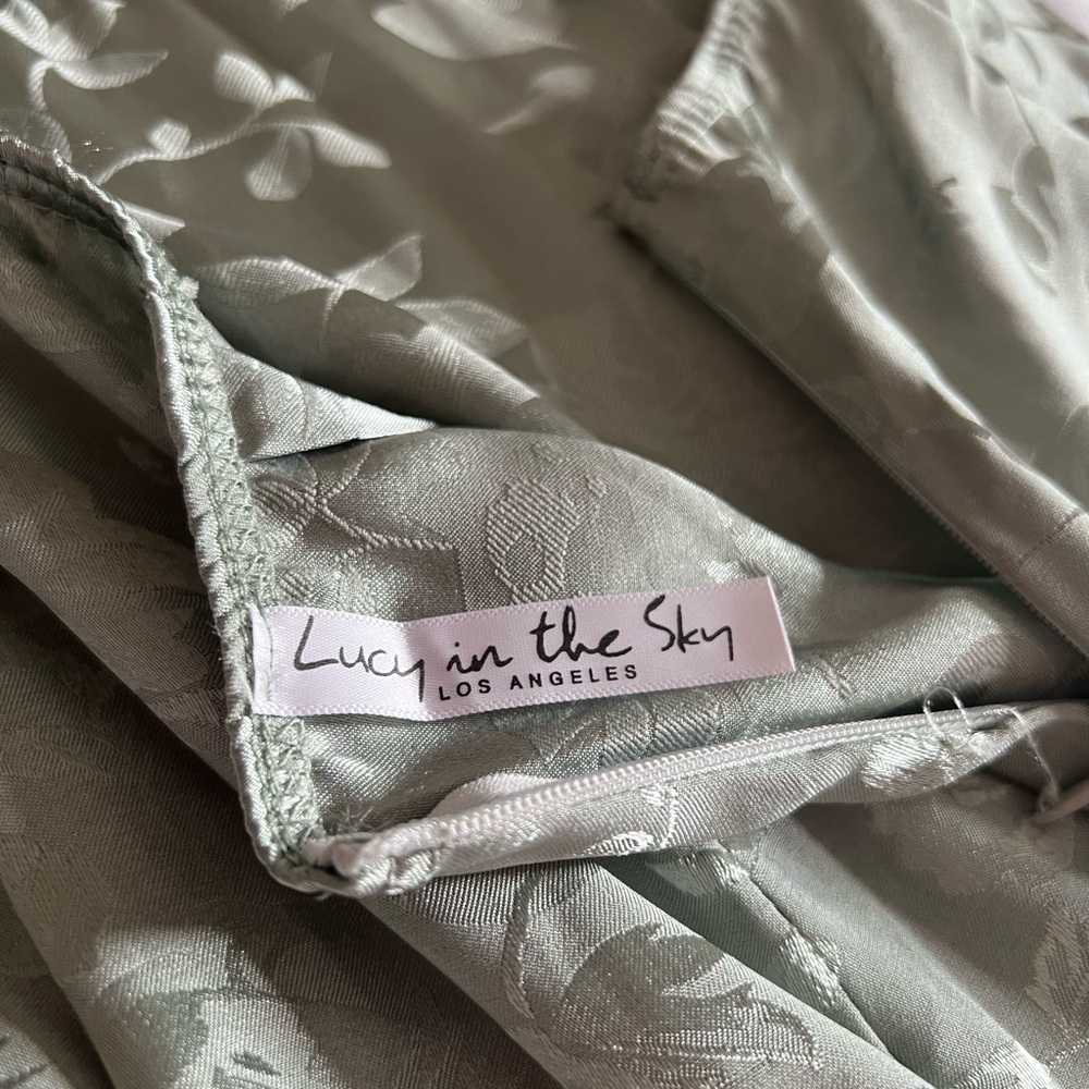 Satin Floral Maxi in Green Lucy in the Sky